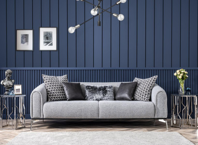 Three Seater Sofa 3 Seater Sofas Seat Fabric Gray Living room Modern Luxury